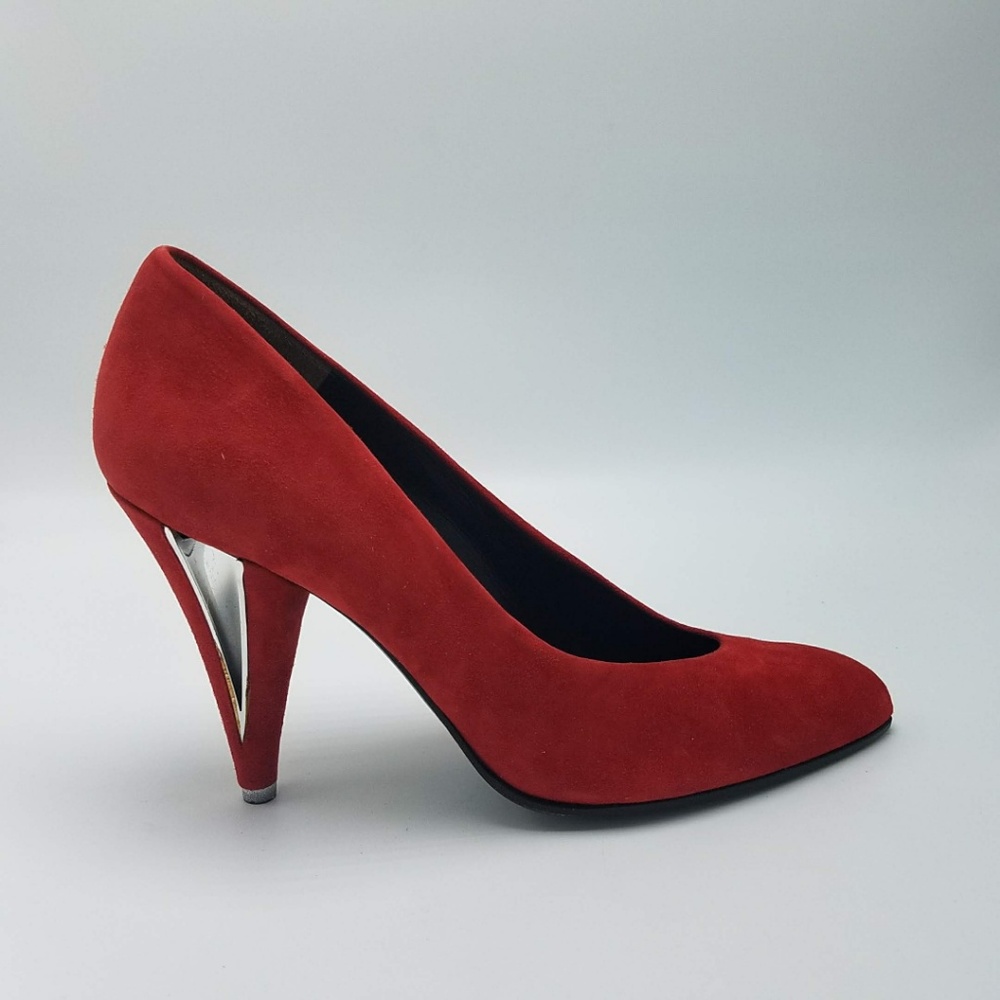 CHARLES JOURDAN Red Velour Pumps Dress Shoes 7AA